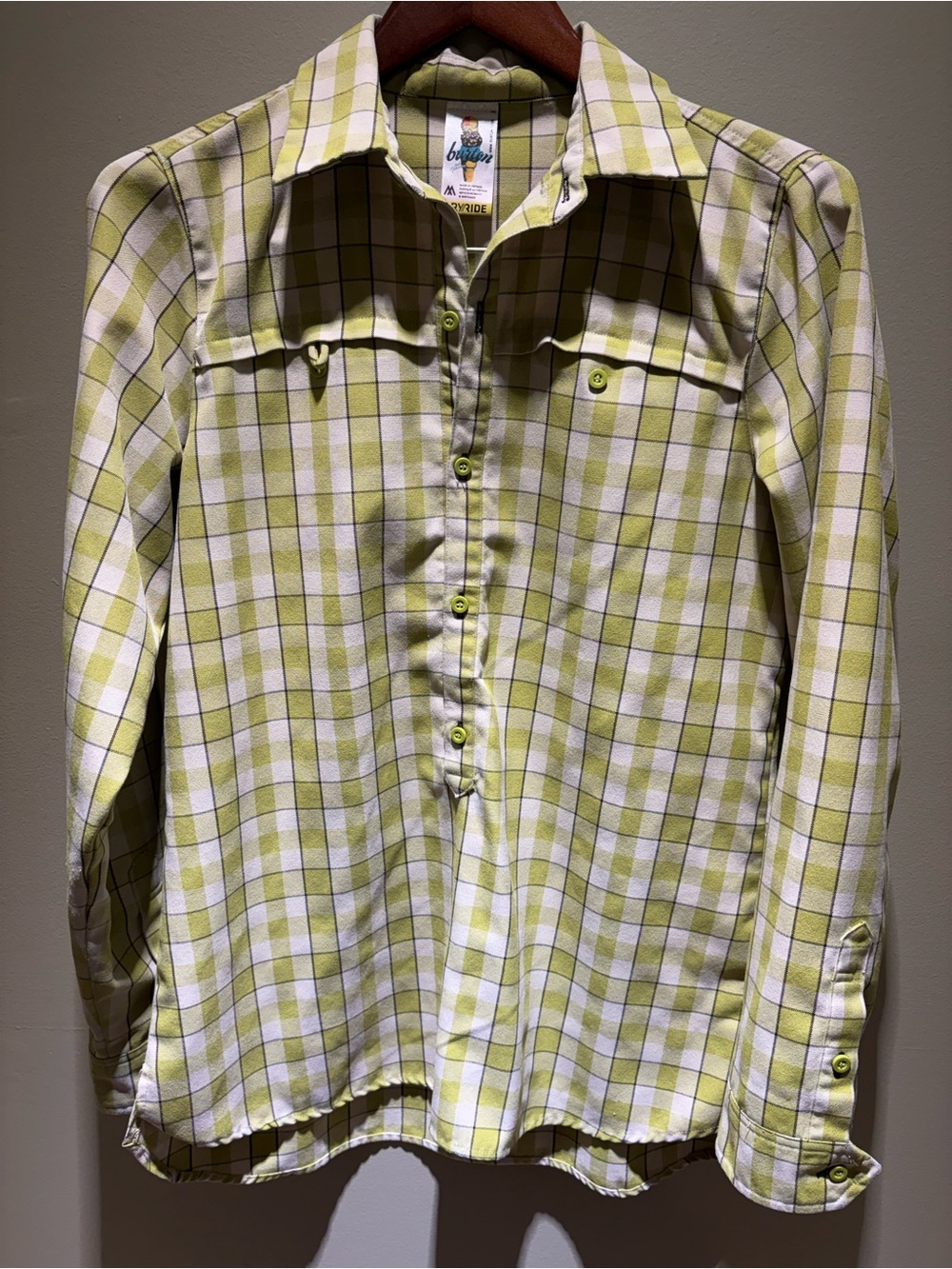 Burton Dryride Button-Up Shirt - Chartreuse Plaid - Men’s M